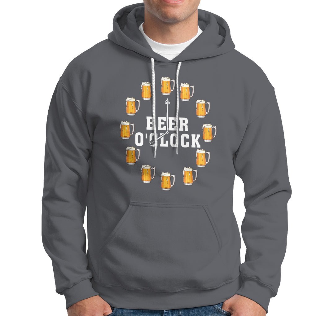 Funny Drinking Hoodie Beer O'Clock Time For Drinker TS09 Charcoal Printyourwear