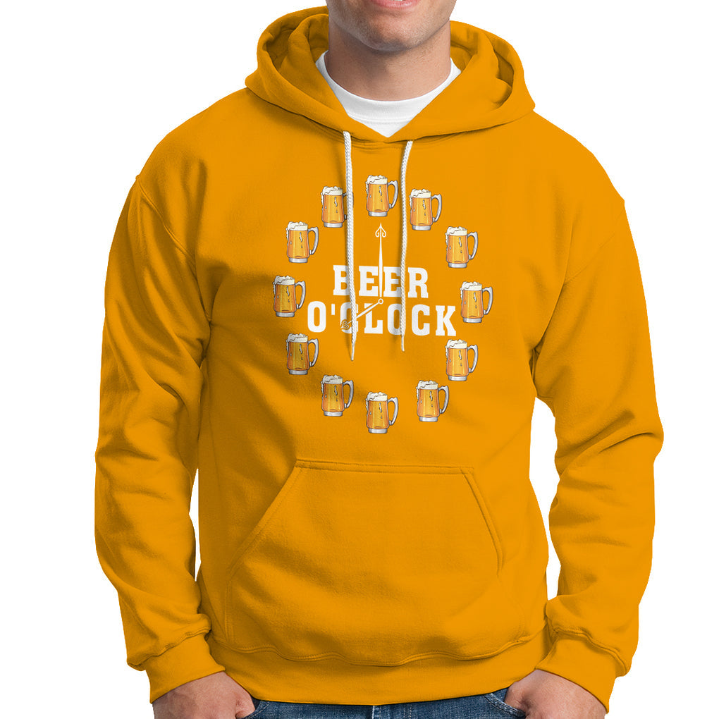Funny Drinking Hoodie Beer O'Clock Time For Drinker TS09 Gold Printyourwear