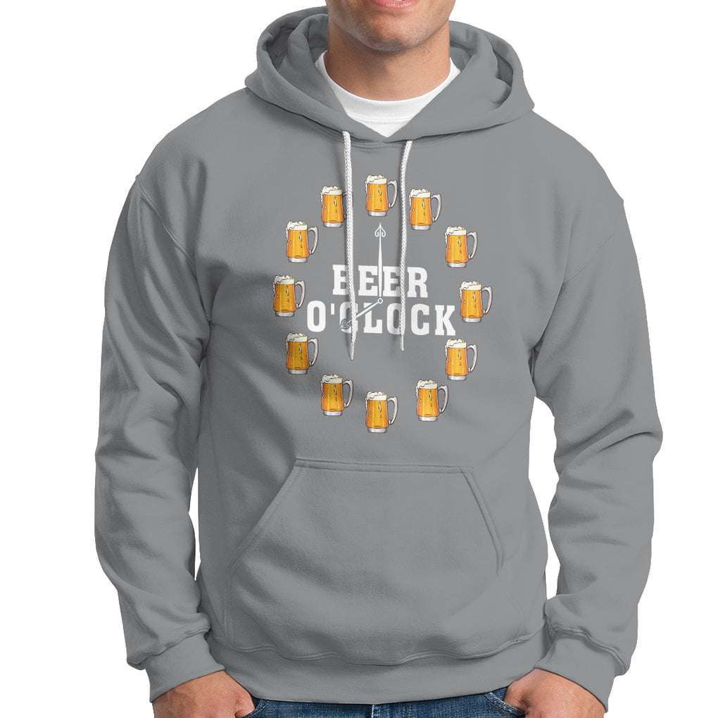 Funny Drinking Hoodie Beer O'Clock Time For Drinker TS09 Sport Gray Printyourwear