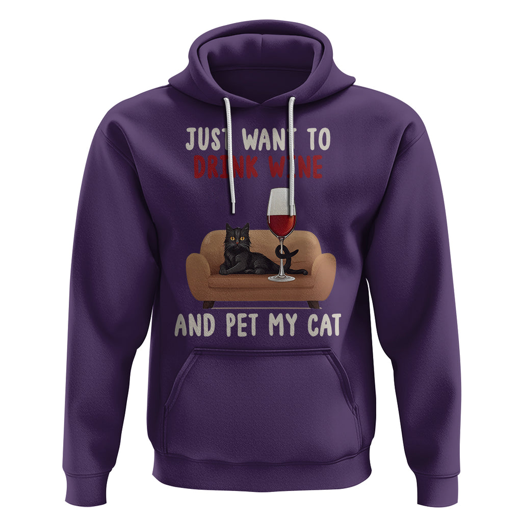 I Just Want to Drink Wine And Pet My Cat Hoodie TS09 Purple Printyourwear