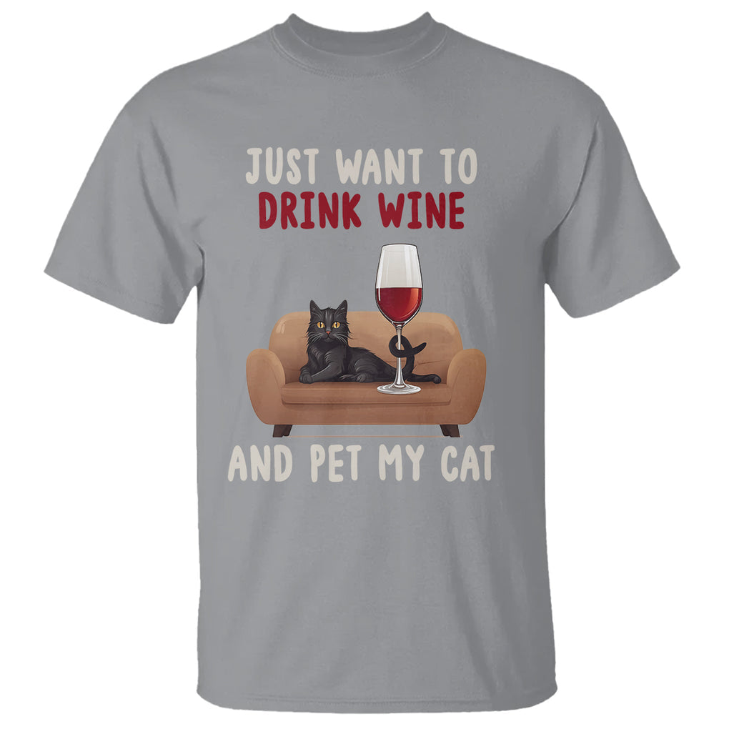 I Just Want to Drink Wine And Pet My Cat T Shirt TS09 Sport Gray Printyourwear
