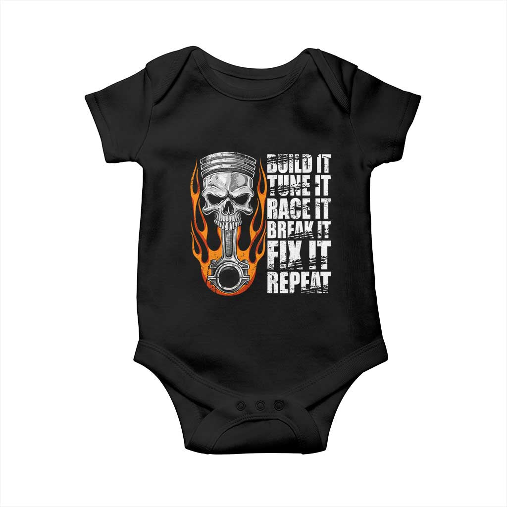 Racing Car Baby Onesie Build It Tune It Race It Break It TS09 Black Print Your Wear