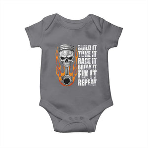 Racing Car Baby Onesie Build It Tune It Race It Break It TS09 Charcoal Print Your Wear