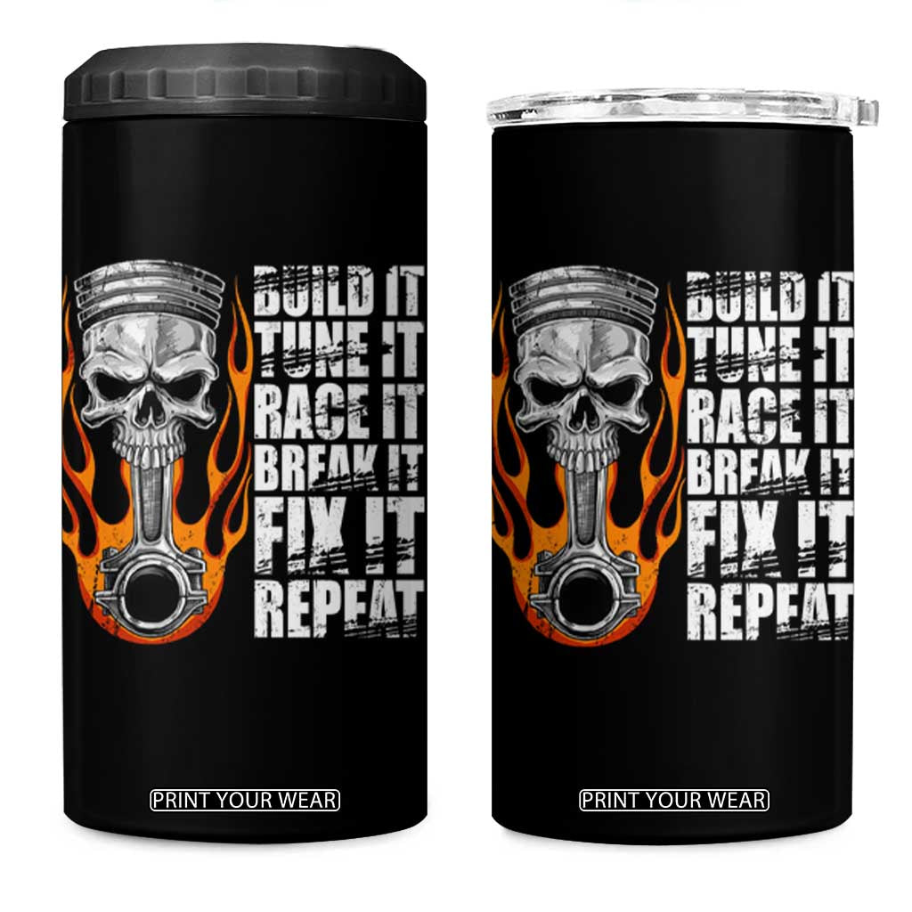 Racing Car 4 in 1 Can Cooler Tumbler Build It Tune It Race It Break It TS09 One Size: 16 oz Black Print Your Wear