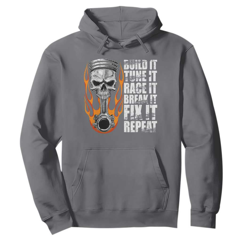 Racing Car Hoodie Build It Tune It Race It Break It TS09 Charcoal Print Your Wear