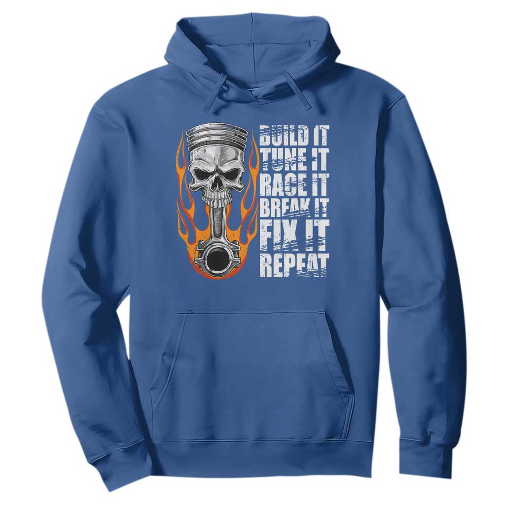 Racing Car Hoodie Build It Tune It Race It Break It TS09 Royal Blue Print Your Wear