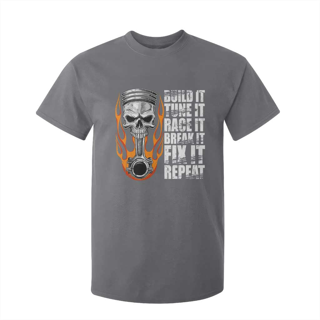 Racing Car T Shirt For Kid Build It Tune It Race It Break It TS09 Charcoal Print Your Wear