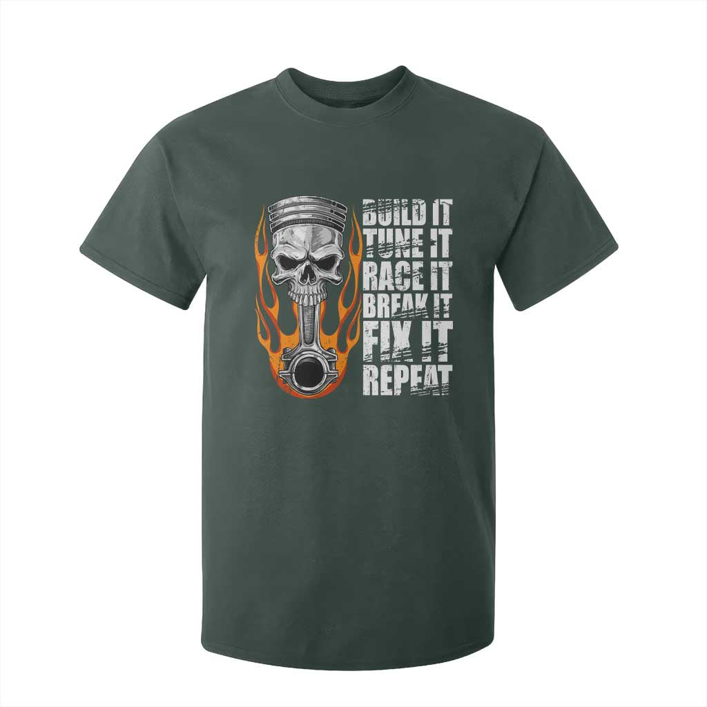 Racing Car T Shirt For Kid Build It Tune It Race It Break It TS09 Dark Forest Green Print Your Wear