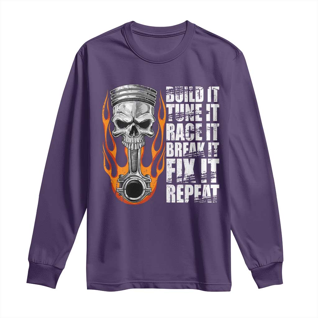 Racing Car Long Sleeve Shirt Build It Tune It Race It Break It TS09 Purple Print Your Wear