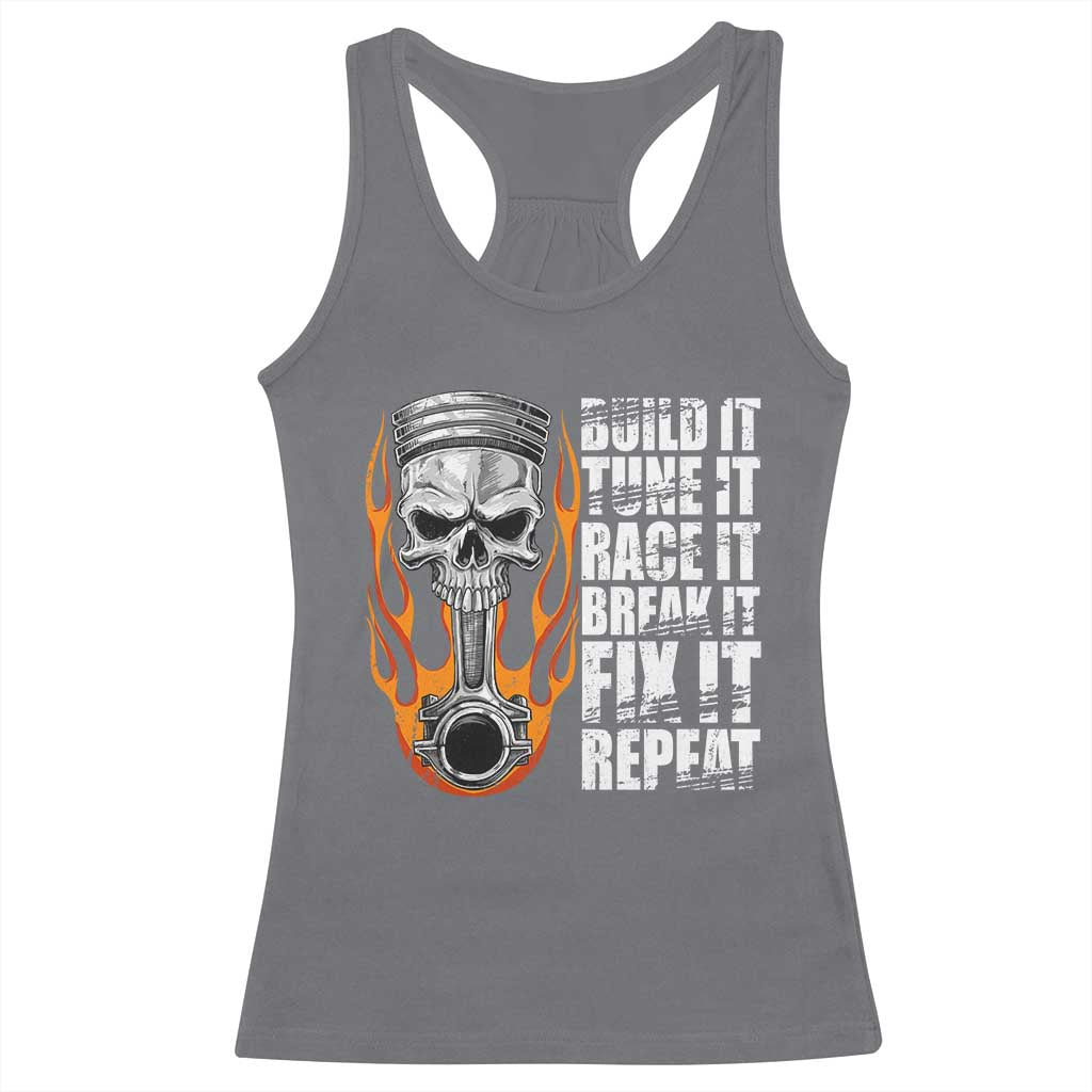 Racing Car Racerback Tank Top Build It Tune It Race It Break It TS09 Charcoal Print Your Wear
