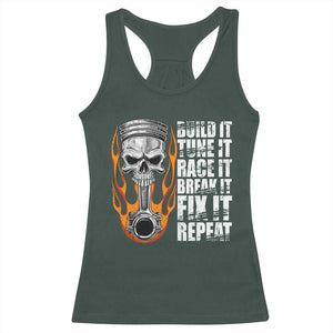 Racing Car Racerback Tank Top Build It Tune It Race It Break It TS09 Dark Forest Green Print Your Wear
