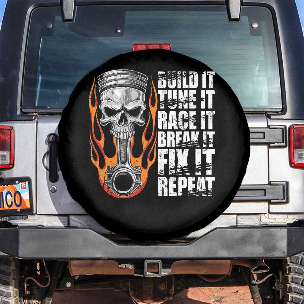 Racing Car Spare Tire Cover Build It Tune It Race It Break It TS09 No hole Black Print Your Wear