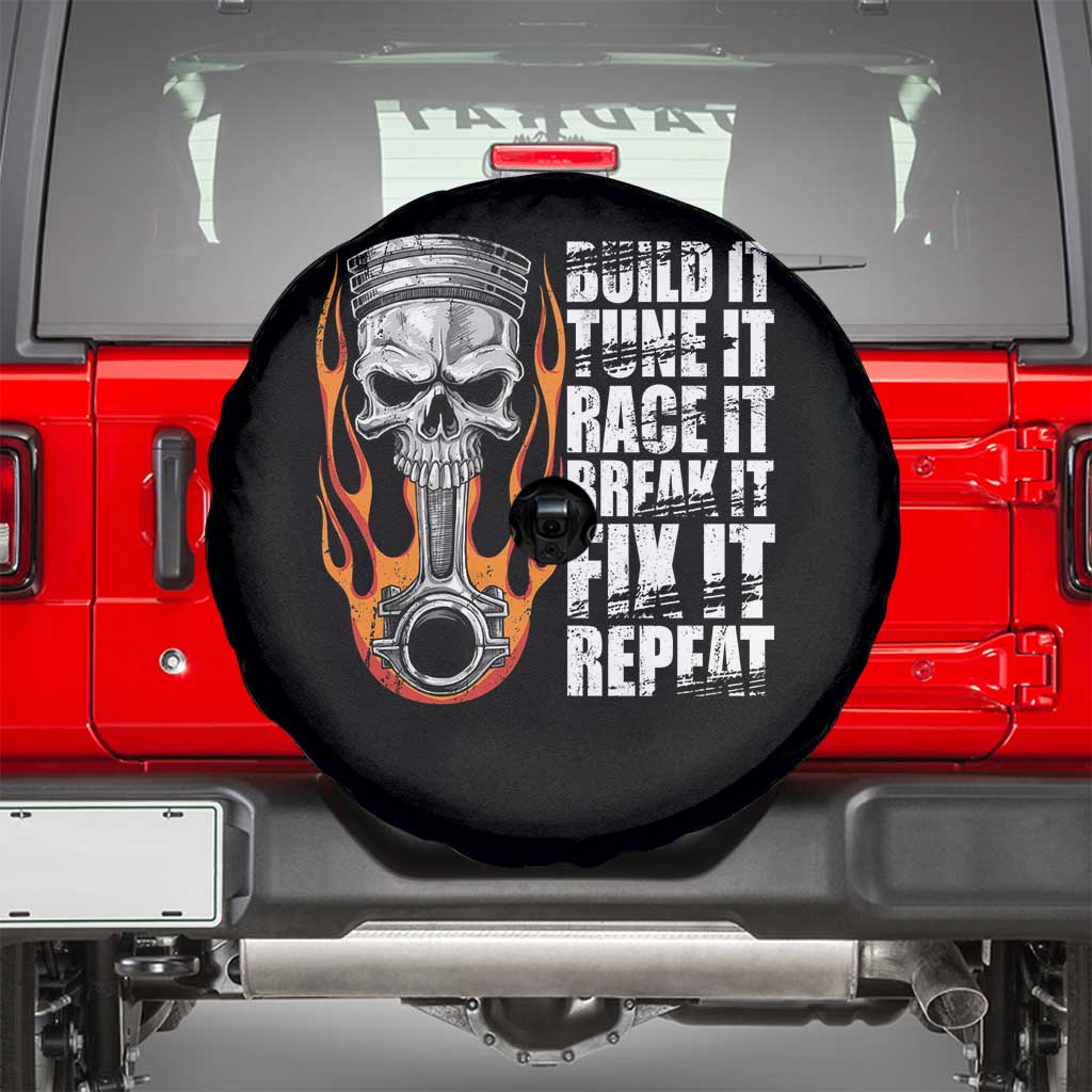 Racing Car Spare Tire Cover Build It Tune It Race It Break It TS09 Black Print Your Wear