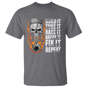 Racing Car T Shirt Build It Tune It Race It Break It TS09 Charcoal Print Your Wear