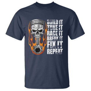 Racing Car T Shirt Build It Tune It Race It Break It TS09 Navy Print Your Wear