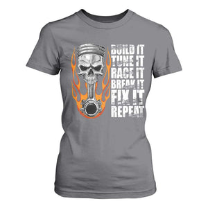 Racing Car T Shirt For Women Build It Tune It Race It Break It TS09 Charcoal Print Your Wear
