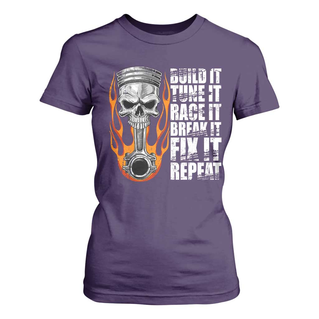 Racing Car T Shirt For Women Build It Tune It Race It Break It TS09 Purple Print Your Wear