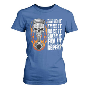 Racing Car T Shirt For Women Build It Tune It Race It Break It TS09 Royal Blue Print Your Wear