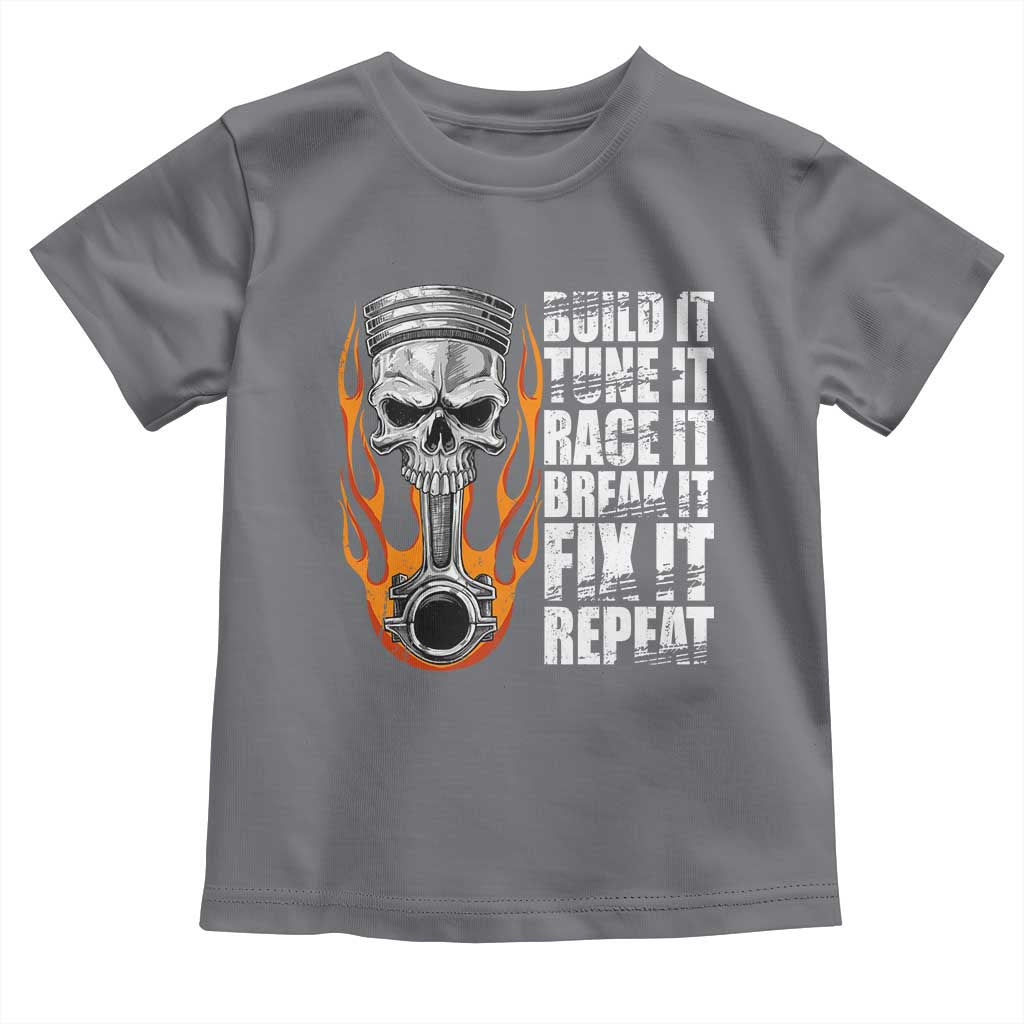 Racing Car Toddler T Shirt Build It Tune It Race It Break It TS09 Charcoal Print Your Wear