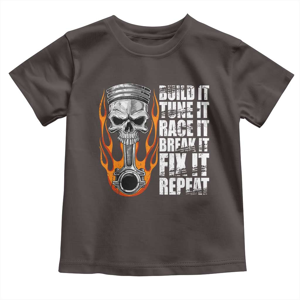 Racing Car Toddler T Shirt Build It Tune It Race It Break It TS09 Dark Chocolate Print Your Wear