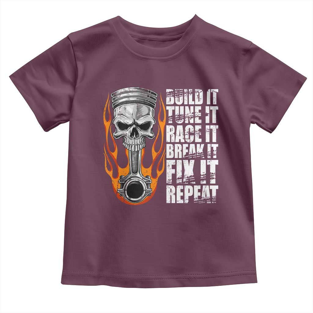 Racing Car Toddler T Shirt Build It Tune It Race It Break It TS09 Maroon Print Your Wear