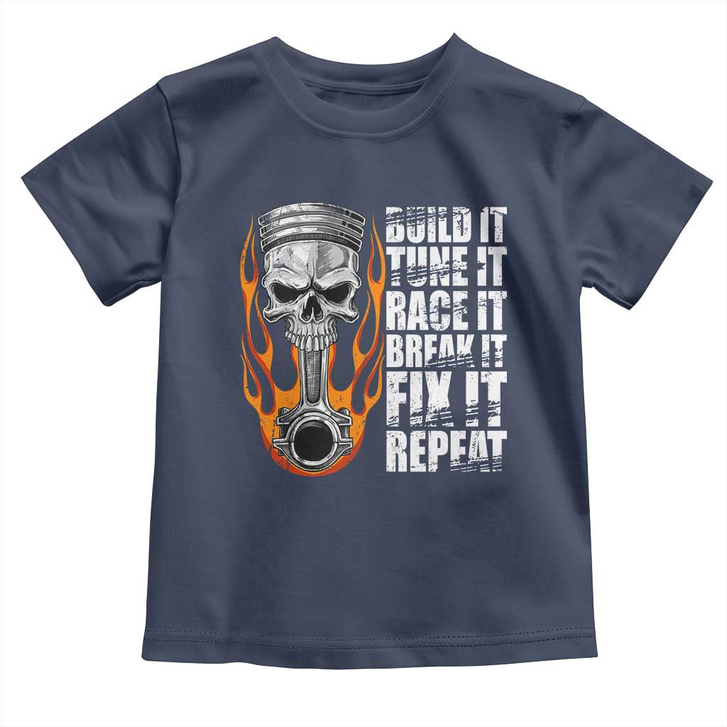 Racing Car Toddler T Shirt Build It Tune It Race It Break It TS09 Navy Print Your Wear