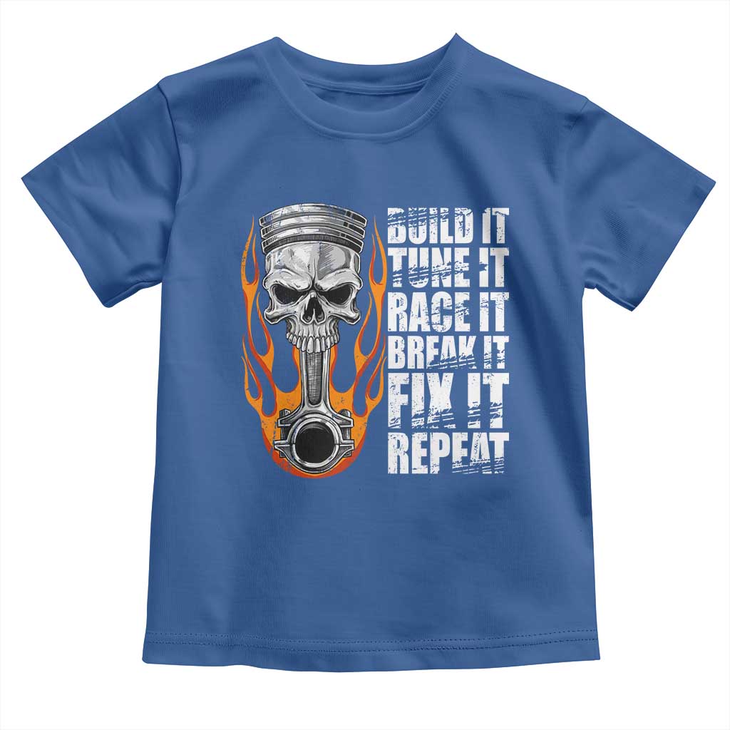 Racing Car Toddler T Shirt Build It Tune It Race It Break It TS09 Royal Blue Print Your Wear