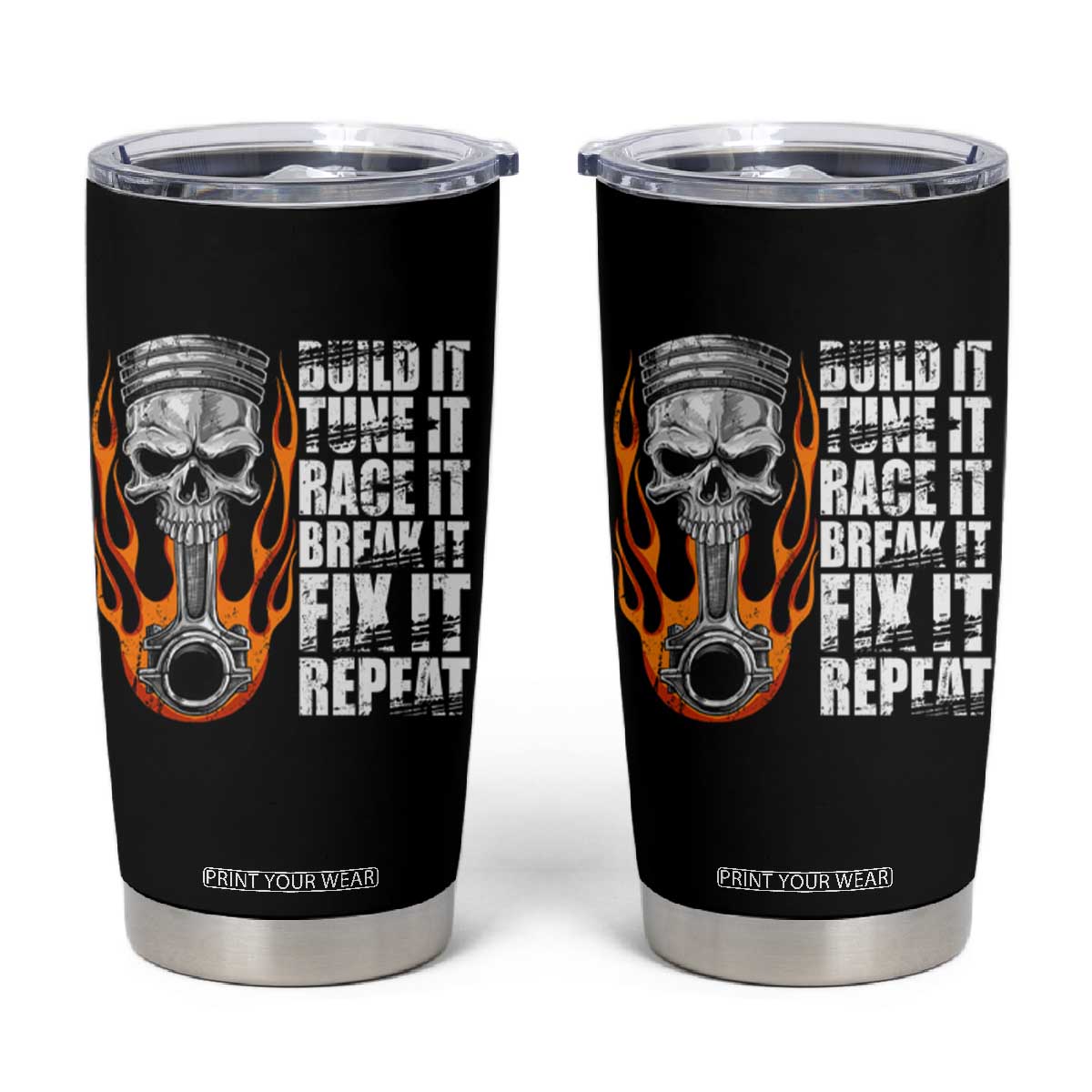 Racing Car Tumbler Cup Build It Tune It Race It Break It TS09 Black Print Your Wear