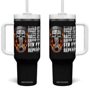 Racing Car Tumbler With Handle Build It Tune It Race It Break It TS09 One Size: 40 oz Black Print Your Wear