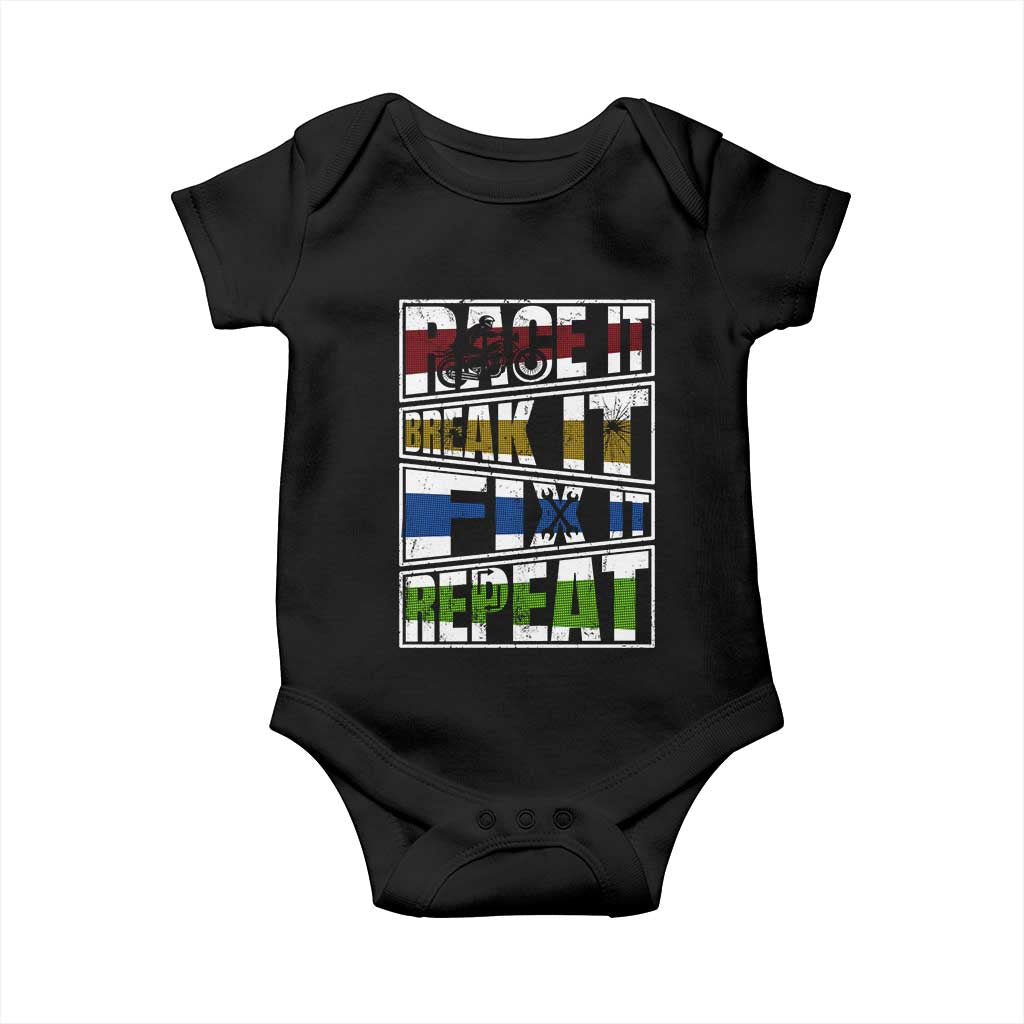 Racing Baby Onesie Race It Break It Fix It Repeat Racer TS09 Black Print Your Wear