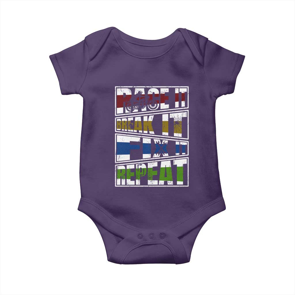Racing Baby Onesie Race It Break It Fix It Repeat Racer TS09 Purple Print Your Wear