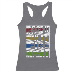 Racing Racerback Tank Top Race It Break It Fix It Repeat Racer TS09 Charcoal Print Your Wear