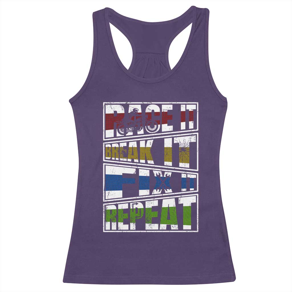 Racing Racerback Tank Top Race It Break It Fix It Repeat Racer TS09 Purple Print Your Wear