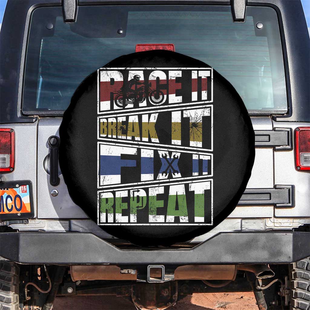 Racing Spare Tire Cover Race It Break It Fix It Repeat Racer TS09 No hole Black Print Your Wear