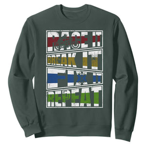 Racing Sweatshirt Race It Break It Fix It Repeat Racer TS09 Dark Forest Green Print Your Wear