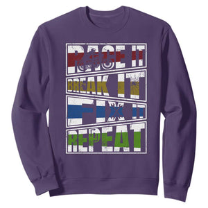 Racing Sweatshirt Race It Break It Fix It Repeat Racer TS09 Purple Print Your Wear