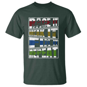 Racing T Shirt Race It Break It Fix It Repeat Racer TS09 Dark Forest Green Print Your Wear