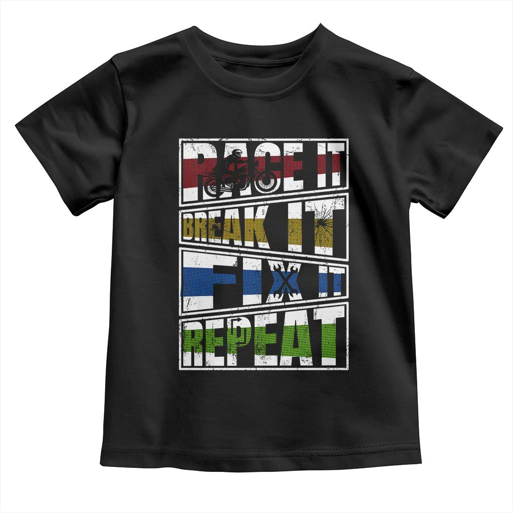 Racing Toddler T Shirt Race It Break It Fix It Repeat Racer TS09 Black Print Your Wear