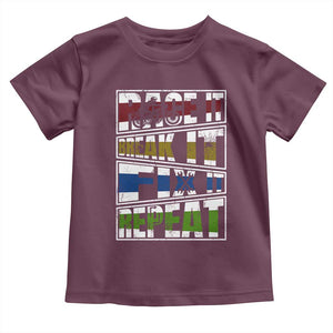 Racing Toddler T Shirt Race It Break It Fix It Repeat Racer TS09 Maroon Print Your Wear