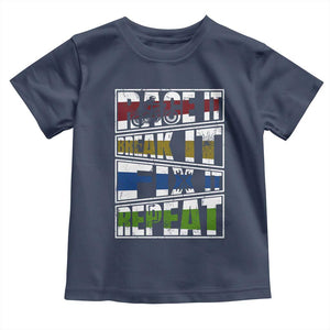 Racing Toddler T Shirt Race It Break It Fix It Repeat Racer TS09 Navy Print Your Wear