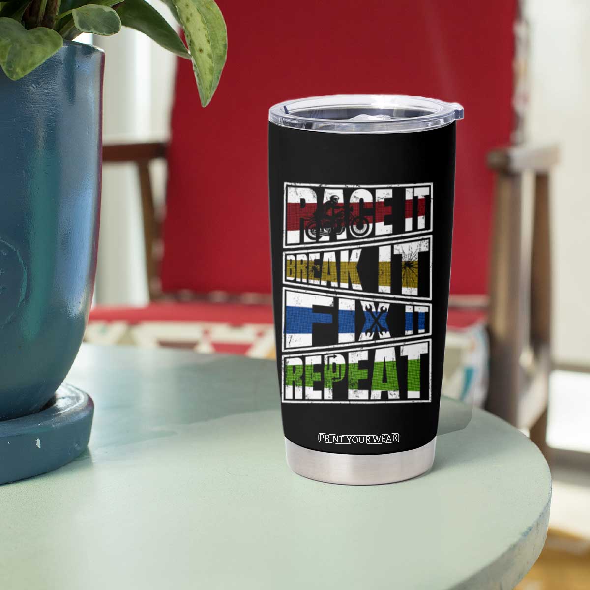 Racing Tumbler Cup Race It Break It Fix It Repeat Racer TS09 Print Your Wear