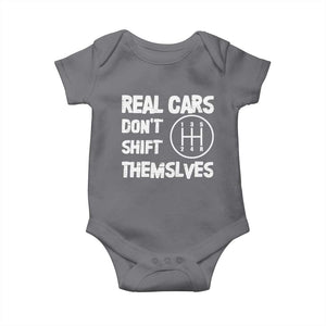 Racing Car Baby Onesie Real Cars Don't Shift Themselves TS09 Charcoal Print Your Wear