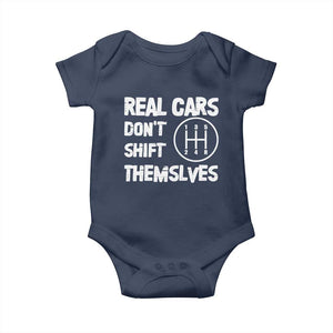 Racing Car Baby Onesie Real Cars Don't Shift Themselves TS09 Navy Print Your Wear