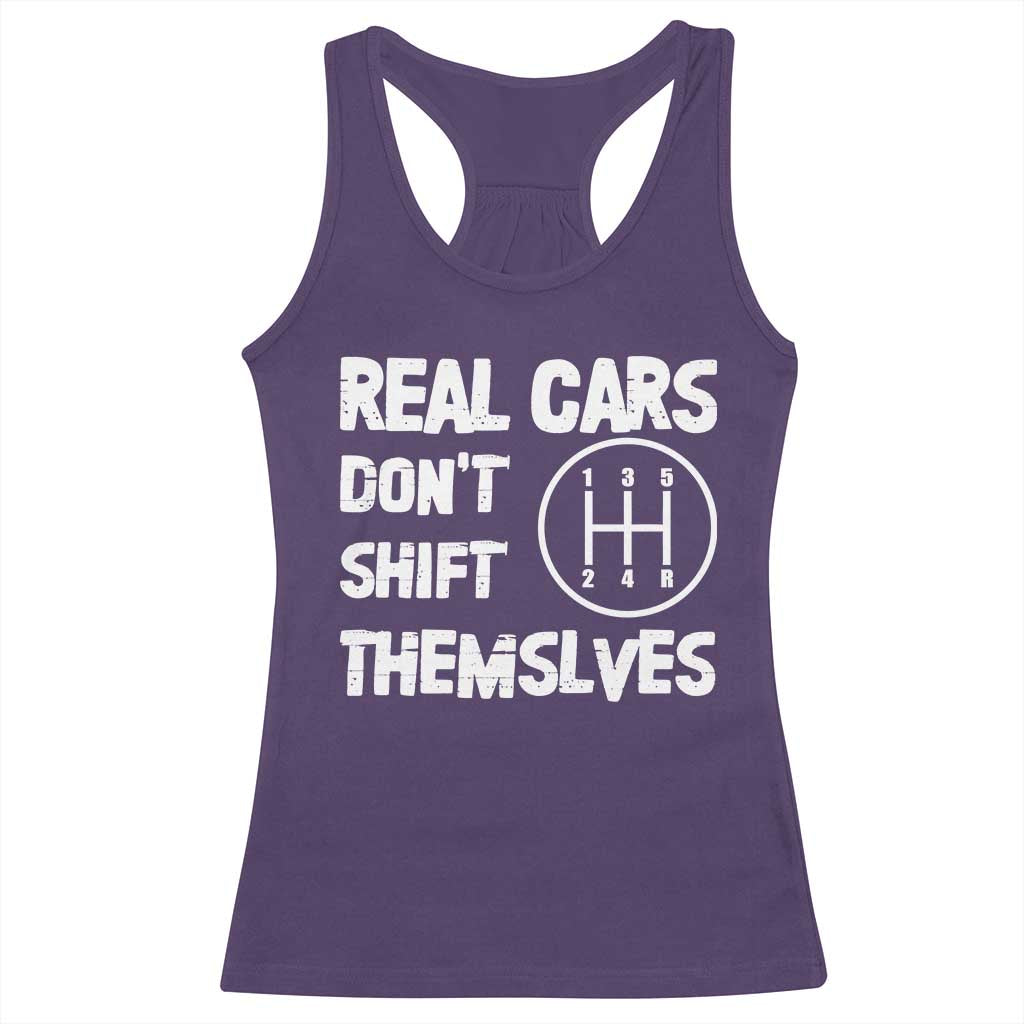 Racing Car Racerback Tank Top Real Cars Don't Shift Themselves TS09 Purple Print Your Wear