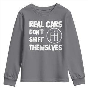 Racing Car Youth Sweatshirt Real Cars Don't Shift Themselves TS09 Charcoal Print Your Wear