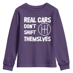 Racing Car Youth Sweatshirt Real Cars Don't Shift Themselves TS09 Purple Print Your Wear