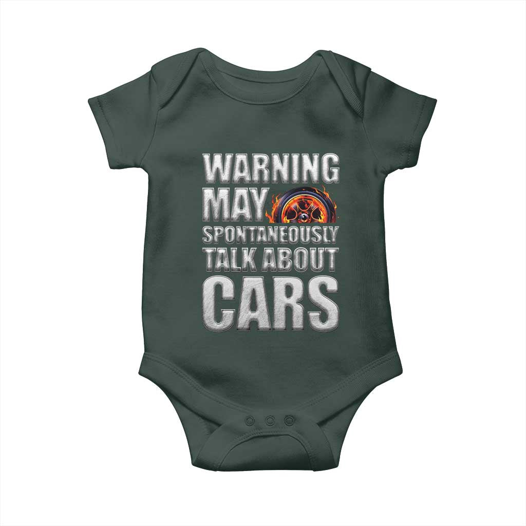 Car Lover Baby Onesie Warning May Spontaneously Talk About Cars TS09 Print Your Wear