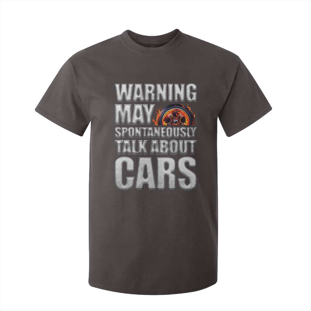 Car Lover T Shirt For Kid Warning May Spontaneously Talk About Cars TS09 Dark Chocolate Print Your Wear
