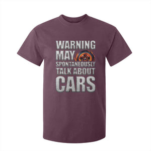 Car Lover T Shirt For Kid Warning May Spontaneously Talk About Cars TS09 Maroon Print Your Wear