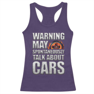 Car Lover Racerback Tank Top Warning May Spontaneously Talk About Cars TS09 Purple Print Your Wear